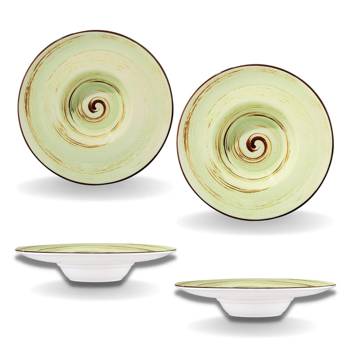 Wilmax | SPIRAL tiefe Teller - 2 Stück | Elegant | Modern | Langlebig | Sicher | Glasiertes Porzella