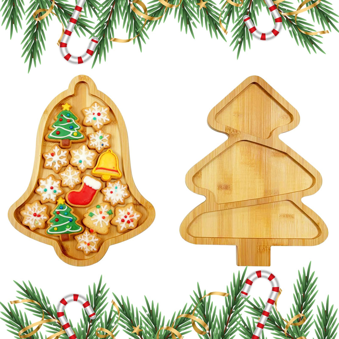 Christmas Plates, Weihnachtsteller für Süssigkeiten, Weihnachtsbaum Obstteller, Geeignet für Obst, S