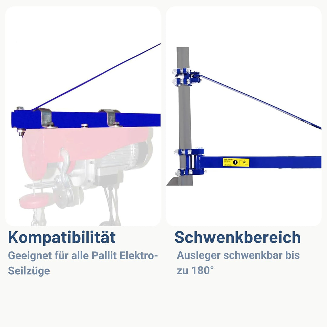 Schwenkarm für Seilwinden 300 kg Tragkraft Kranarm Ausleger Lastarm SWIVEL Halterung für Flaschenzug