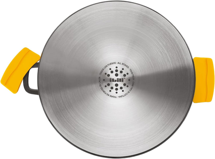 IBILI - Schmortopf Evolution aus geschmiedetem Aluminium, Deckel aus Glas und Griffe aus Silikon, 30