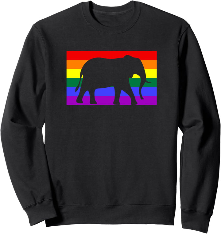 Cute Baby Elephant Love LGBTQ Gay Pride Flag Stuff Queer Art Sweatshirt
