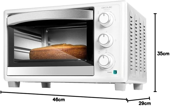 Cecotec Minibackofen Bake & Toast 2300 Weiss, 23 L, 1500 W, 3 Heizmodi, 60-Minuten-Timer, einstellba