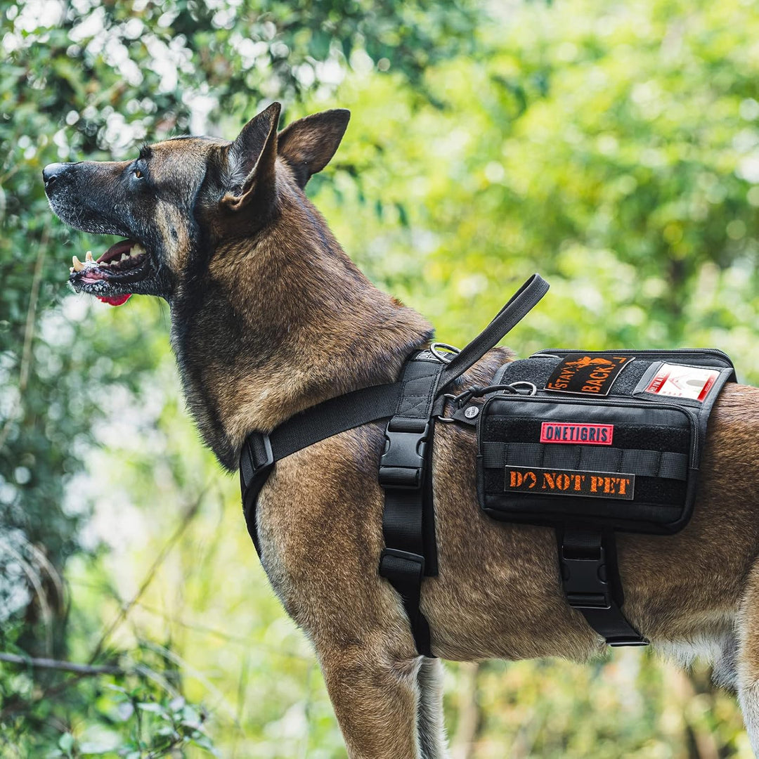 OneTigris Service Hundegeschirr, Guardian Geschirr mit 3 Edelstahl D-Ringen und Grosser Kapazität Ta