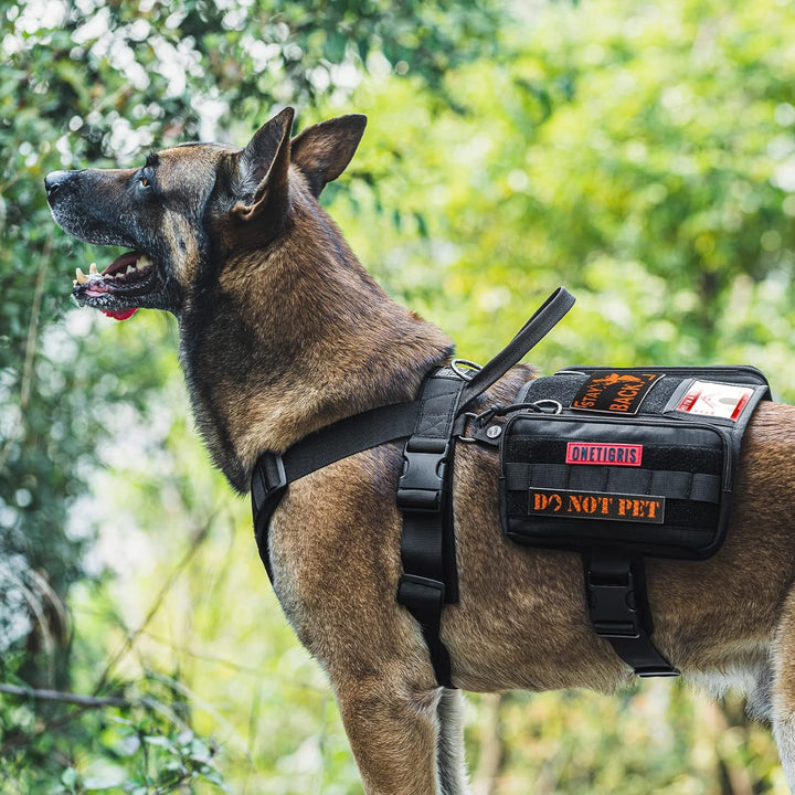OneTigris Service Hundegeschirr, Guardian Geschirr mit 3 Edelstahl D-Ringen und Grosser Kapazität Ta