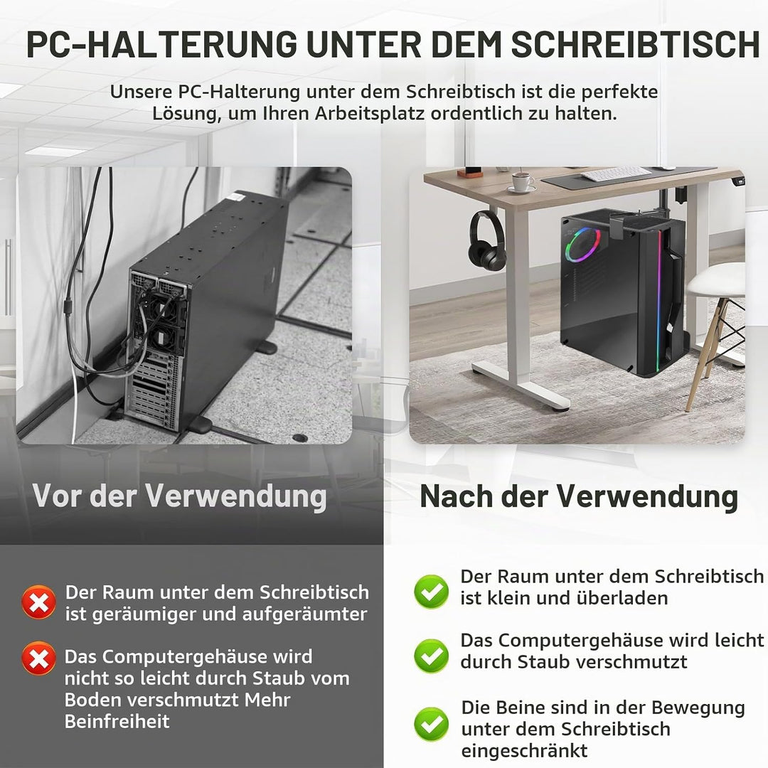 PC Halterung Unter Schreibtisch,PC Halterung,Einstellbare Höhe 50–530 Mm,Breite 135–225 Mm,Bis Zu 35