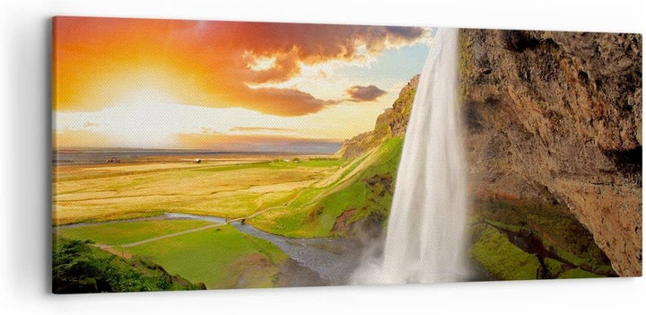 Wandbilder Dekoration Wohnzimmer Geologie island Wiese Panorama Bilder auf Leinwand 120x50cm Leinwan