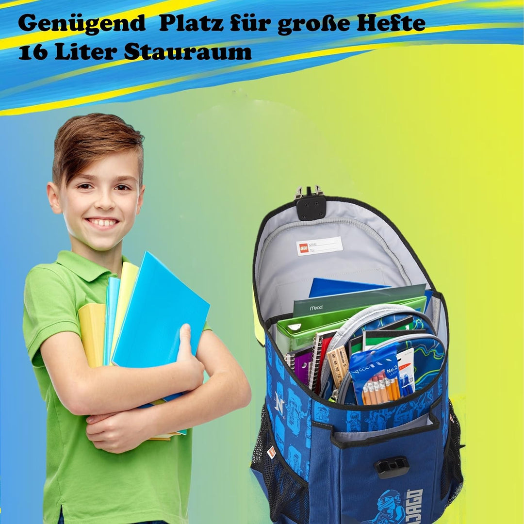 Familando - Schulranzen Set 10-teilig mit Schultüte - Ninjago Blau - Ergonomisch, stabil & mit gepol