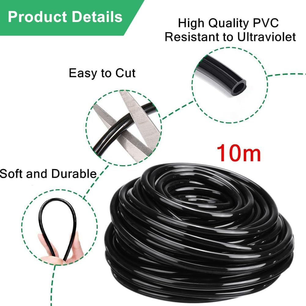 10 Mt Bewässerung Rohr Bewässerungsschlauch 8 / 11mm Garten Tropf PVC Rohr Bewässerung Bewässerungss