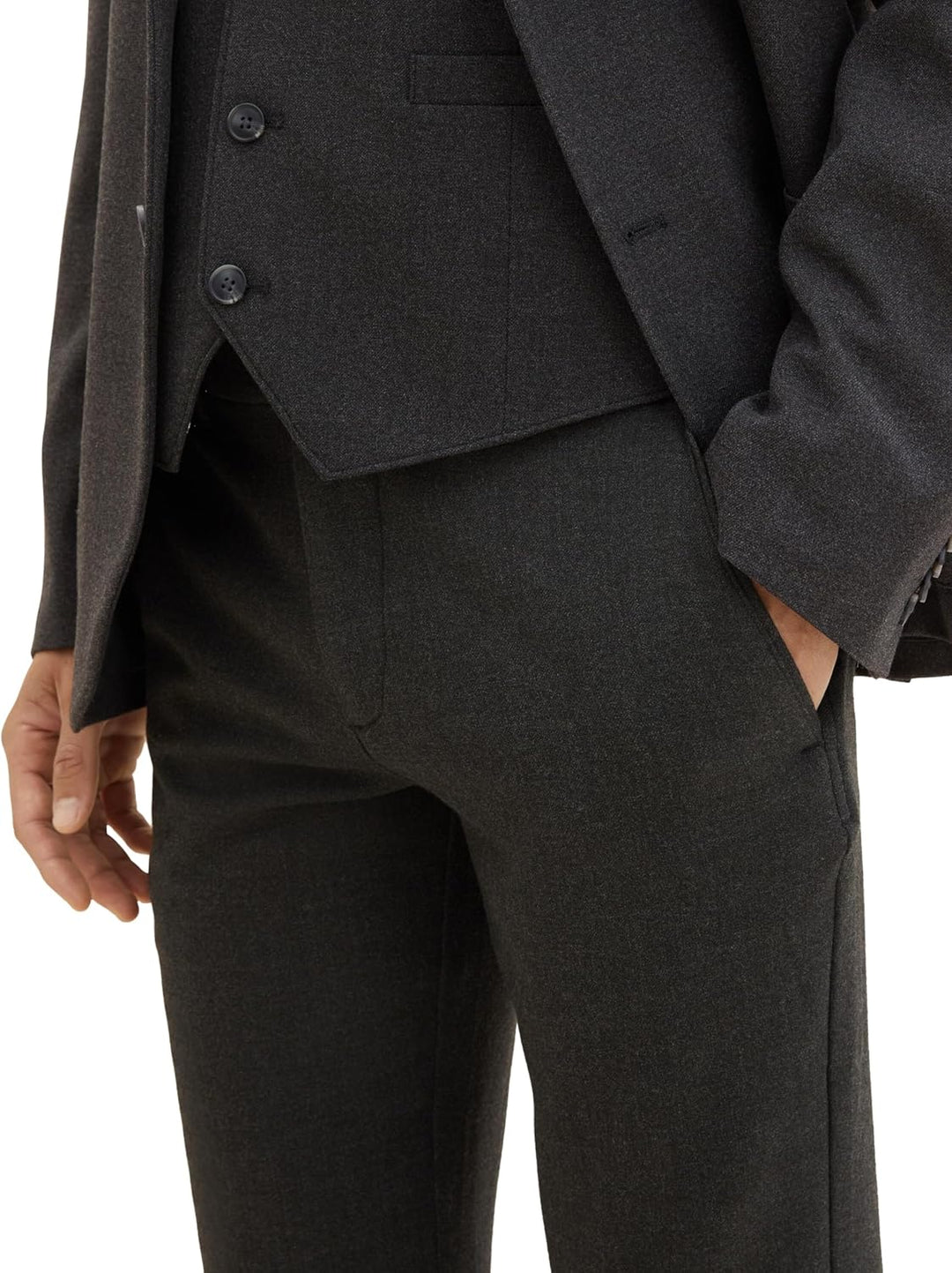 TOM TAILOR Herren Regular Fit Chino Hose mit Bügelfalte 30W / 32L 10617 - Black Grey Melange, 30W /