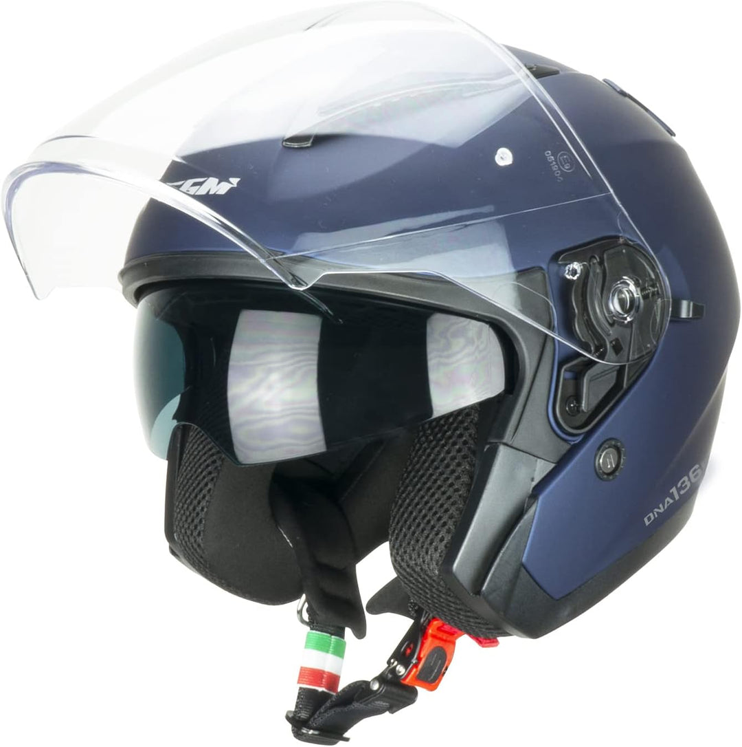 CGM Helm mit offenem Gesicht, 136A DNA Mono blau satiniert, Grösse S (55-56 cm) Blau satiniert S (55