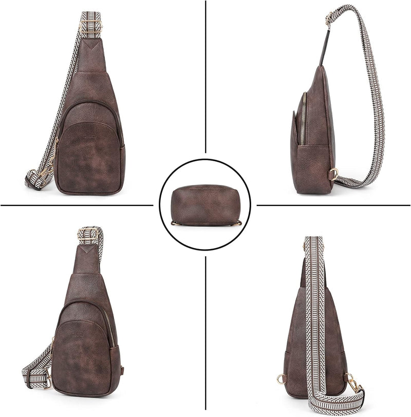 CLUCI Sling Bag Klein Brusttasche, Damen PU Leder Crossbody Umhängetasche Bauchtasche für Reisen, Ei