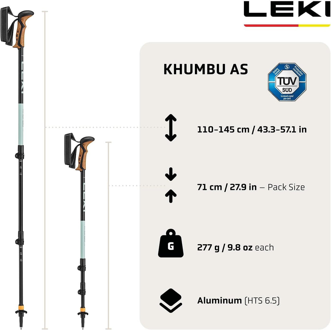 LEKI Khumbu AS Wanderstöcke Damen & Herren | verstellbare Trekkingstöcke aus Aluminium (110-145cm) m