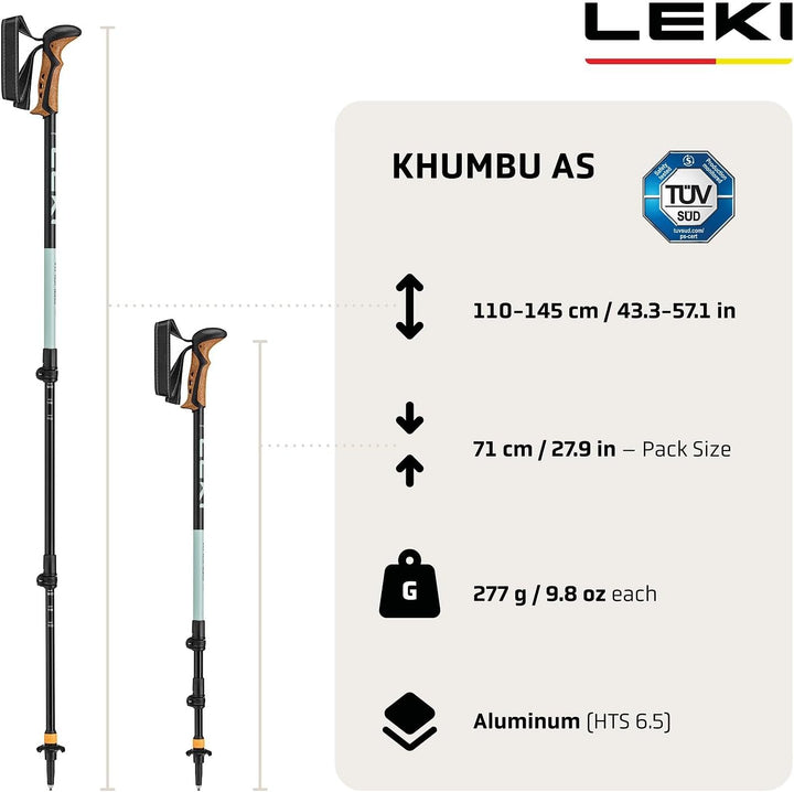 LEKI Khumbu AS Wanderstöcke Damen & Herren | verstellbare Trekkingstöcke aus Aluminium (110-145cm) m