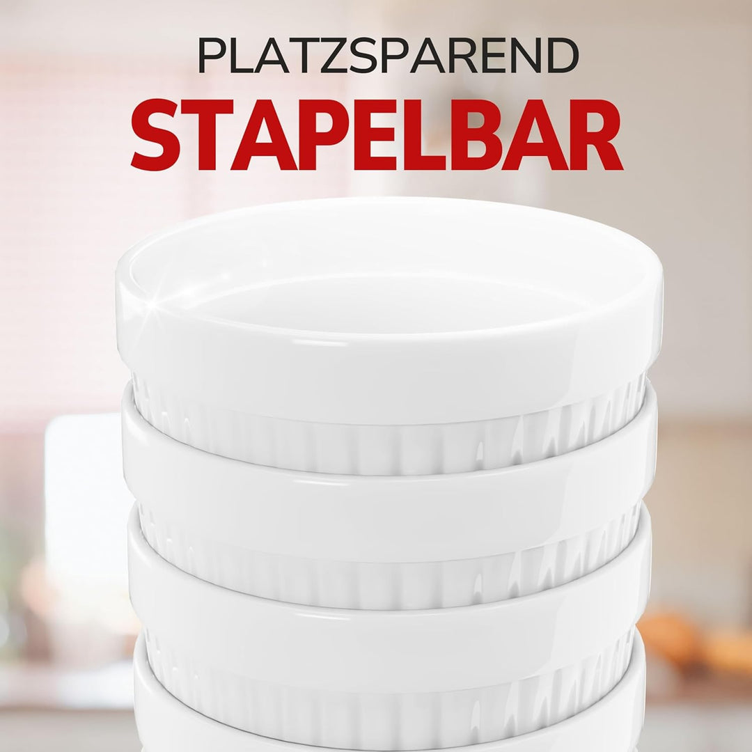ToCi 12 x Soufflé Förmchen Ø 9 cm - Creme Brulee Schälchen | Ofenfeste Keramik Förmchen je 185 ml |