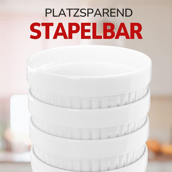 ToCi 12 x Soufflé Förmchen Ø 9 cm - Creme Brulee Schälchen | Ofenfeste Keramik Förmchen je 185 ml |