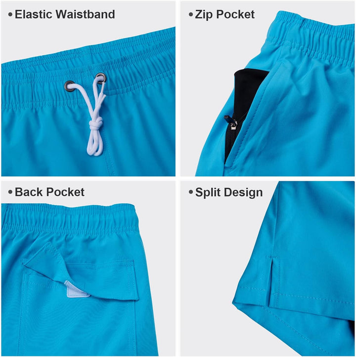 Arcweg Men's Swim Trunks Shorts with Compression Liner 2 in 1 Quick Dry Swimming Shorts with Boxer B