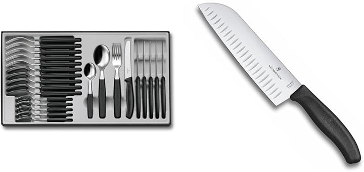 Victorinox & Swiss Classic Küchenmesser, Santokumesser, Extra Scharfe Klinge, Kullenschliff, 17 cm,