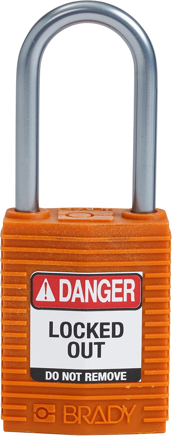 Brady (CPT-ORG-38AL-KD) SafeKey Nylon Lockout-Vorhängeschloss - kompakt Mit Aluminium Bügel 38.00 mm