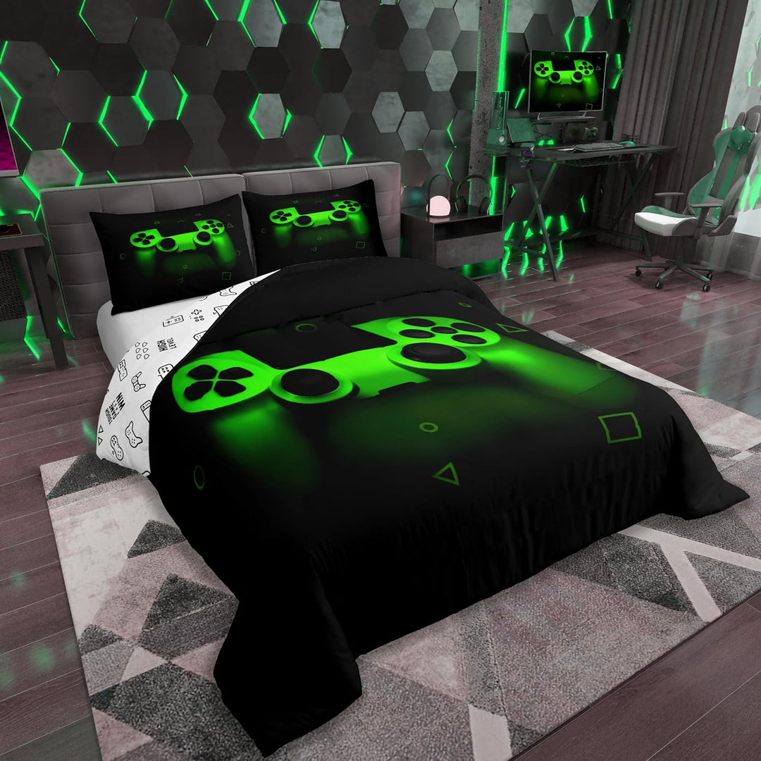 Gamer Bettwäsche Sets für Jungen 155x220,Gaming Bettbezug Kinder Teens Männer Videospiel Zimmer Deko