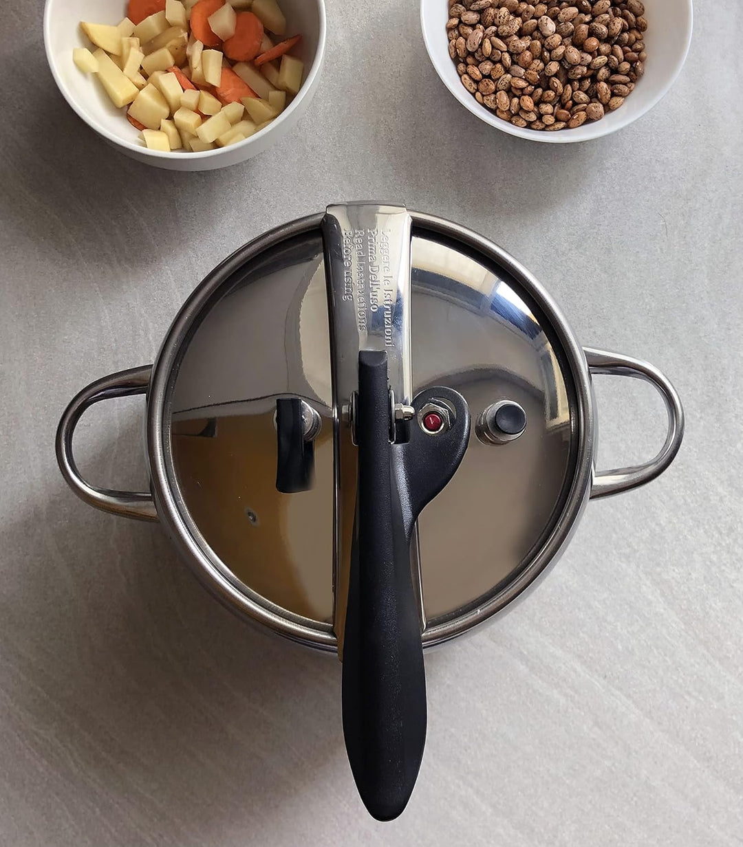 Pintinox First Schnellkochtopf aus nickelfreiem Edelstahl, induktionsgeeignet, mit 4 Sicherheitssyst