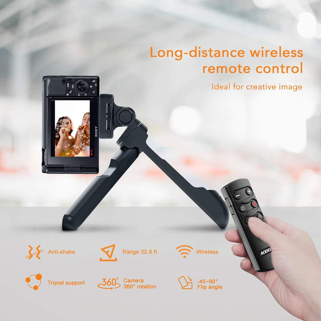 AODELAN Mini Kamera Stativ Griff, Handgriff mit Kabelloser Fernauslöser für Sony ZV-E10 ZV-1 A7SM3 A