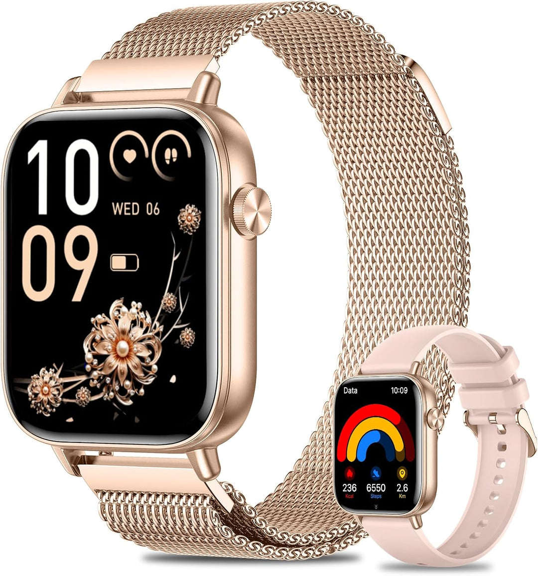 Smartwatch Damen, 1.83 Zoll HD-Display Smart Watch mit Telefonfunktion, 100+ Sportmodi Fitness Track