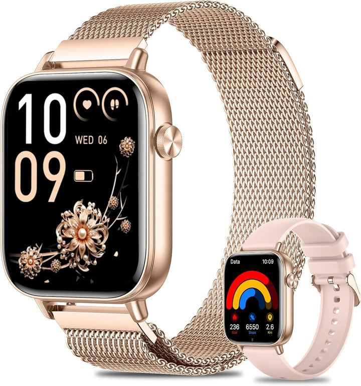 Smartwatch Damen, 1.83 Zoll HD-Display Smart Watch mit Telefonfunktion, 100+ Sportmodi Fitness Track