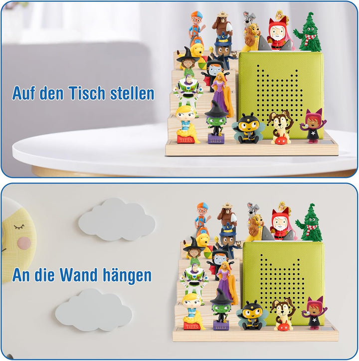 Todeco Tonie Regal für Toniebox Hörfiguren, Magnetische Aufbewahrung für 15-20 Tonie, Wandregal und