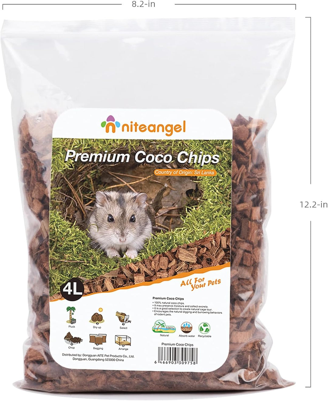 Niteangel Natürliches Kokosnuss-Hamster-Einstreu und Haustierstreu für Zwerghamster, Gerbils, Mäuse,