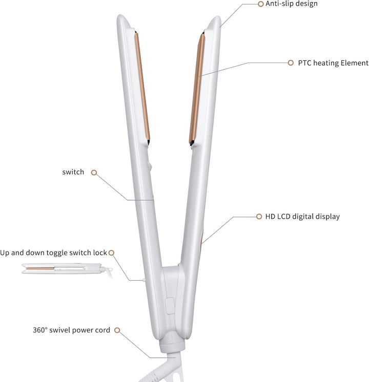 OKWRAP Haarglätter, Glätteisen Keratin, Lockenstab und Glätteisen 2 in 1, Haar Glatteisen 120-230°C,