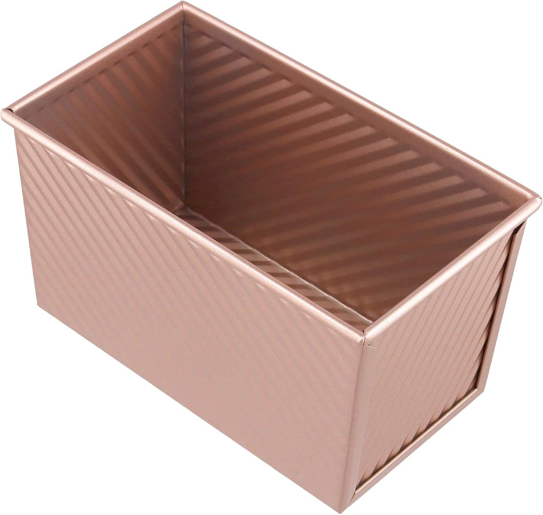 CHUENKUK 3 Stücke 2 Grösse Toastbrot Backform mit Deckel, 20,6 x 11,9cm und 18,7 x 9,3cm Roségold Ka