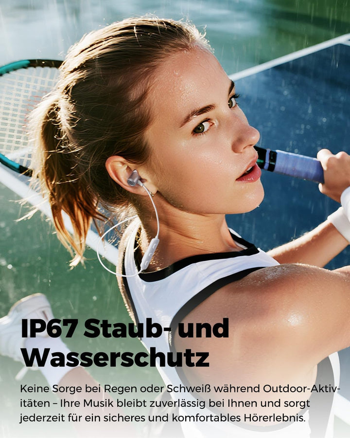 SoundPEATS Q40HD In-Ear Sport-Kopfhörer mit Nackenband, Grauweiss | LDAC Hi-Res, Dynamischer EQ Audi