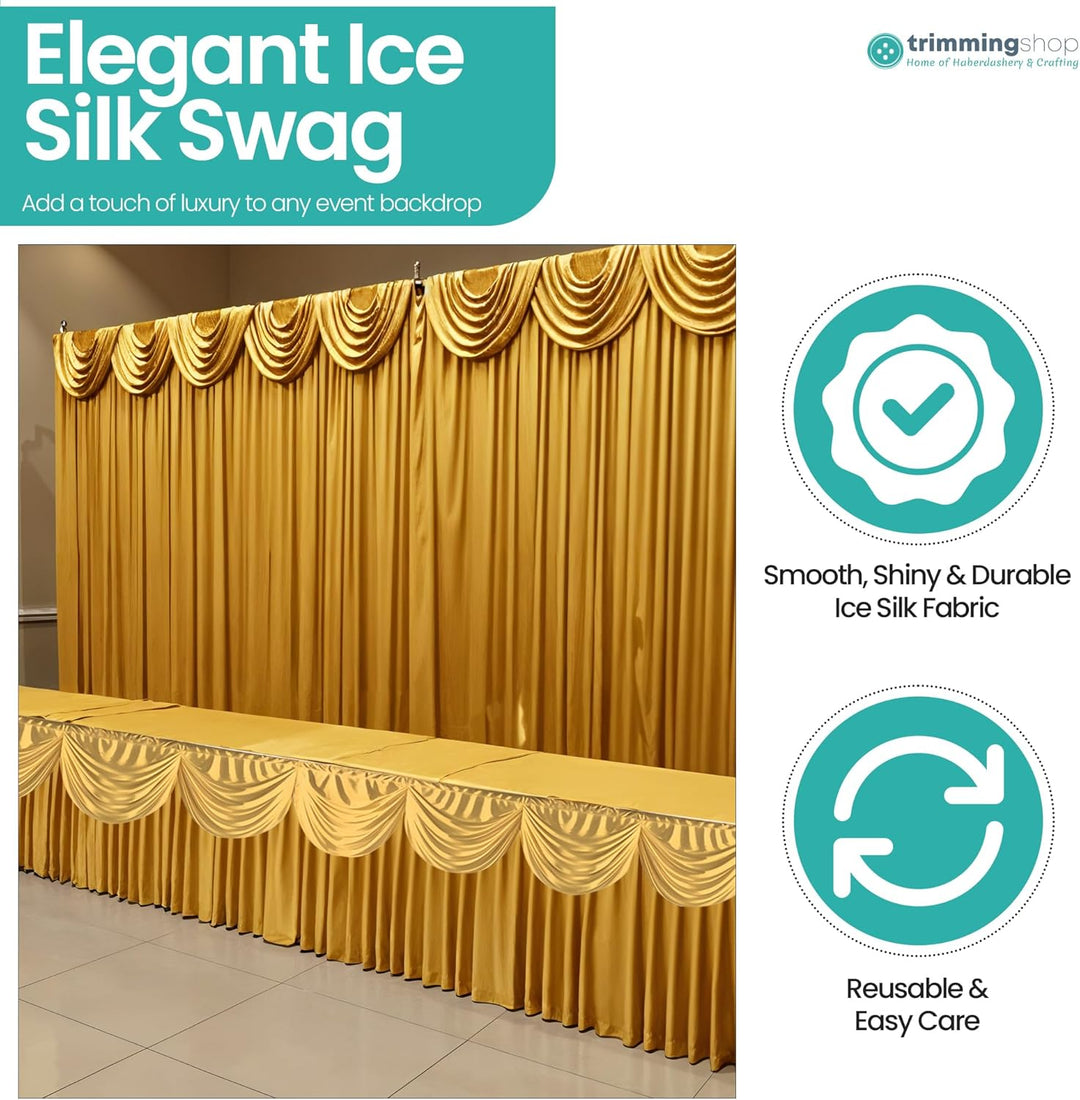 Trimming Shop Vorhang Swag Gold Ice Silk Abnehmbare Girlande für Vorhänge 3 Meter Hintergrund Girlan
