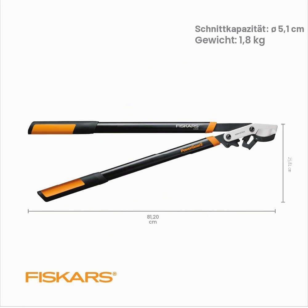 Fiskars 394801-1003 PowerGear2 Bypass Lopper, 32 Inch, Black/Orange, US import