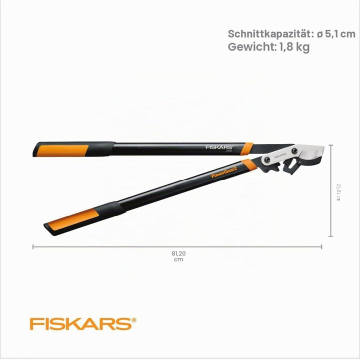 Fiskars 394801-1003 PowerGear2 Bypass Lopper, 32 Inch, Black/Orange, US import