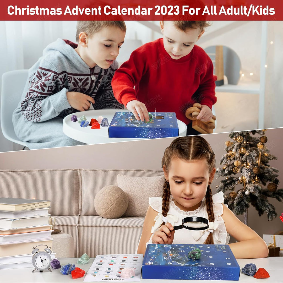 Adventskalender 2024 für Kinder Kristalle,24 Tage Weihnachten Adventskalender Countdown Überraschung