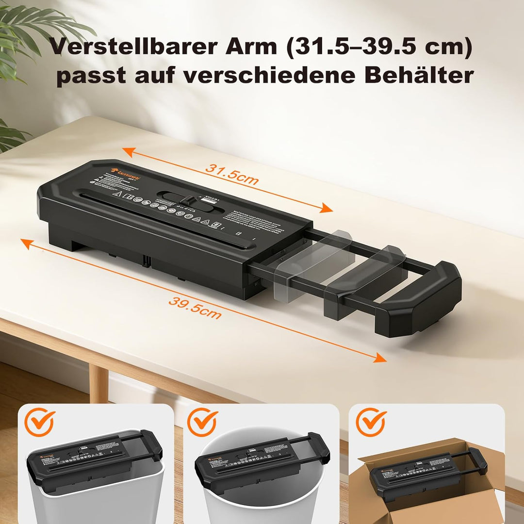 Bonsaii 6 Blatt Streifenschnitt Aktenvernichter, Ausziehbare Griff, geeignet für Abfallbehälter mit