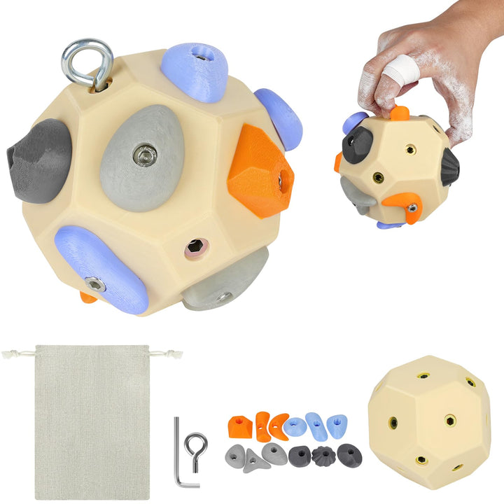 Handgefertigter 3D Boulder-Block mit 12 Harzhaltern, Tragbares Kletterball Fingergriff-Trainer Sport