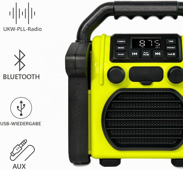 BR 230 BT, Baustellenradio Bluetooth - Neongelb/Offwhite - Silva Schneider - Digitales PPL Radio, 10