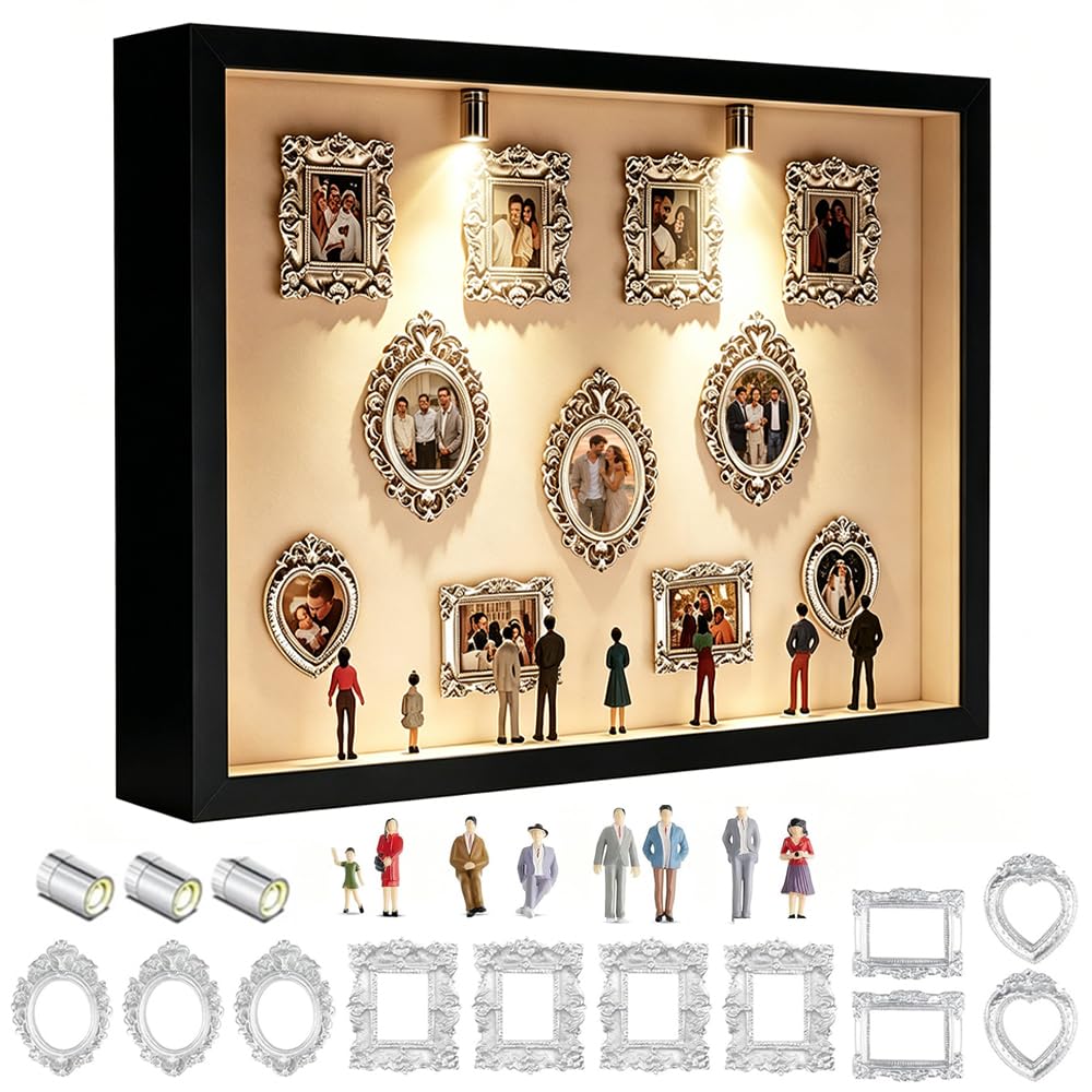 DIY Mini Museum Silhouette Box, ZMCVOE 11 PCS Mini Bilderrahmen Vintage & 8 Figuren, Museum of Us mi