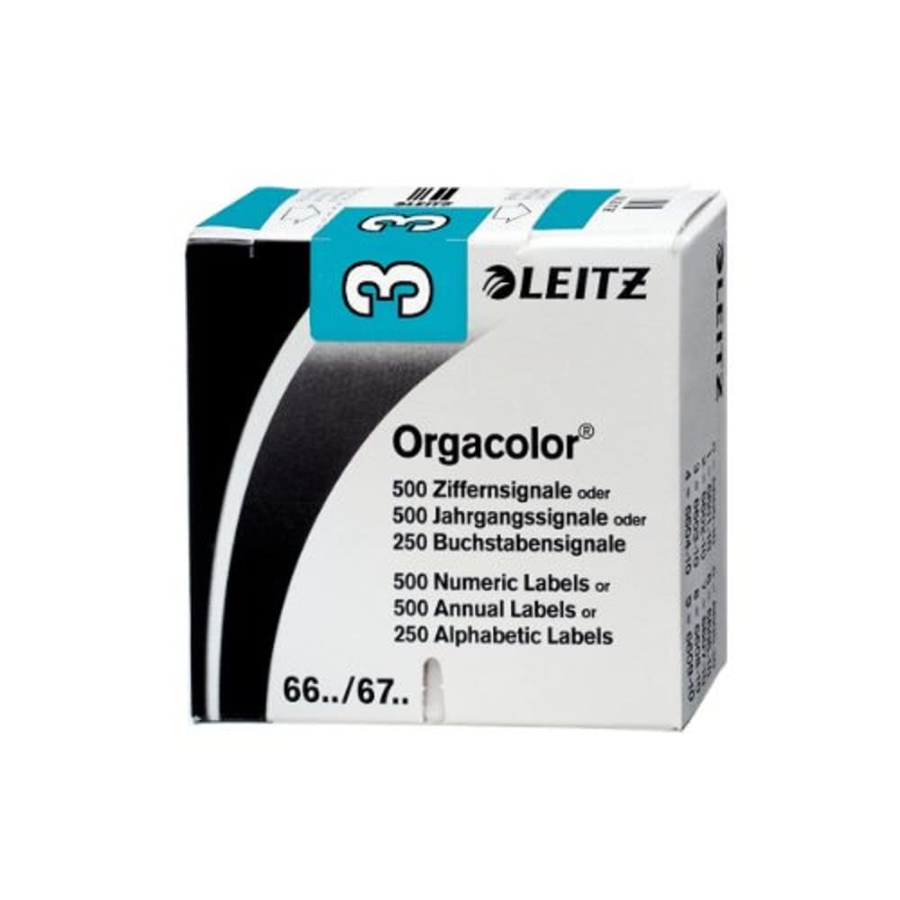 Leitz 66031000 Orgacolor Ziffernsignal 3, 500 Stück, blau