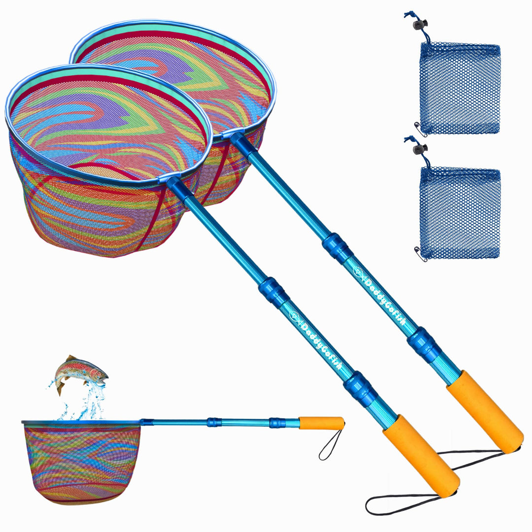 DaddyGoFish Kinder Fischernetz - Ultraleichte Teleskop-Ködertasche zum Fangen von Fischschmetterling