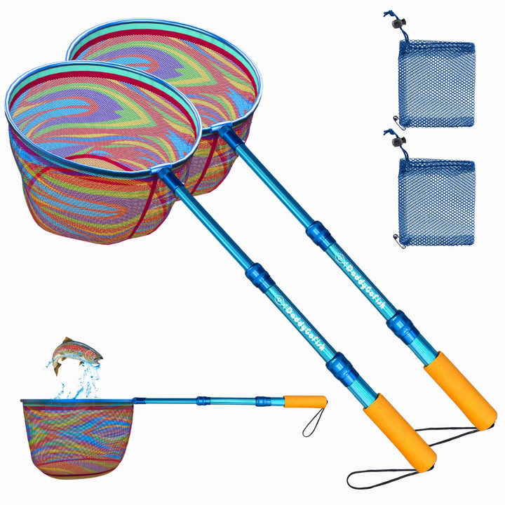 DaddyGoFish Kinder Fischernetz - Ultraleichte Teleskop-Ködertasche zum Fangen von Fischschmetterling