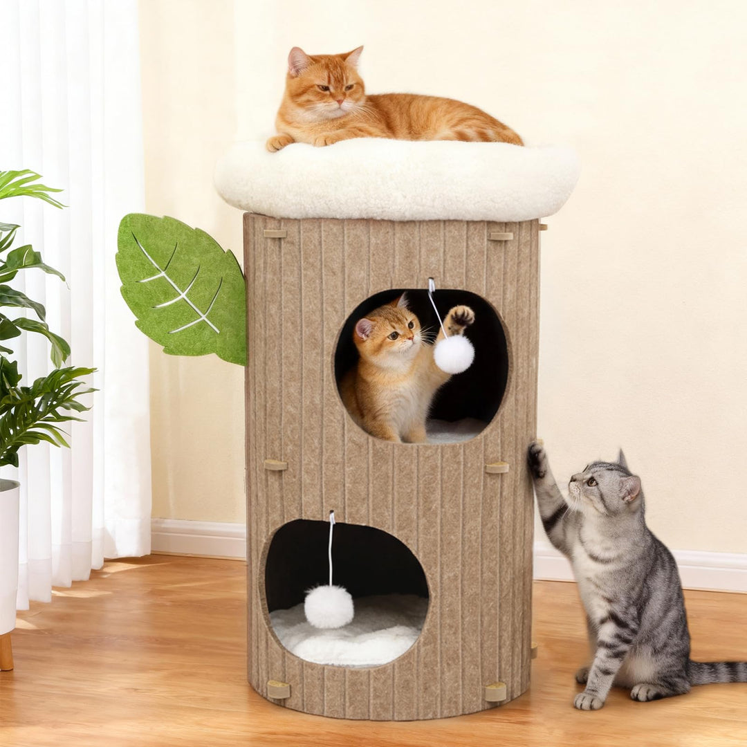 3-stöckige Kratztonne für Katzen -Kratzbaum mit Kratzbrett &amp; 3 Matten, Spieltonne für Katzen bis 20