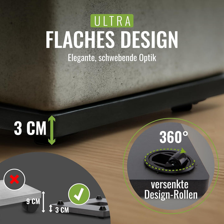 Pflanzwerk® Pflanzkübel Untersetzer *ULTRAFLACHER Designer PFLANZENROLLER* 38x38cm für alle Blumentö
