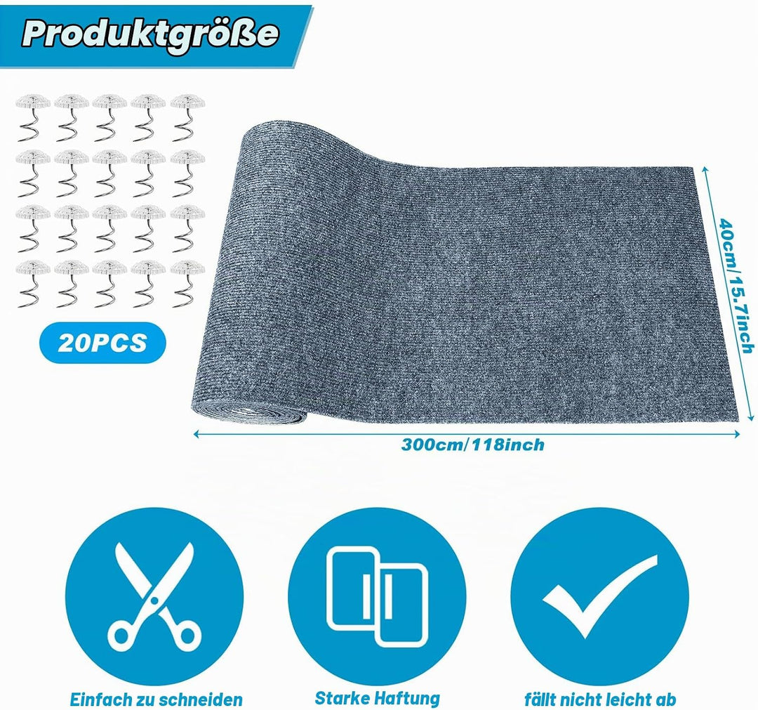 300cm×40cm Kratzmatte Katze Selbstklebend, Kratzschutz Sofa Katze, Trimmbare DIY Katzen Kratzmatte m