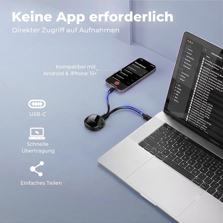 Kentfaith 128GB Magnetischer Diktiergerät, Diktiergerät Mini mit DSP-Rauschunterdrückung, 25 Stunden