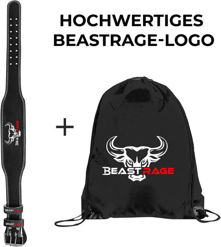 BEAST RAGE Gewichthebergürtel, Leder, strapazierfähig, Fitnessstudio, Bodybuilding, Workout, Trainin