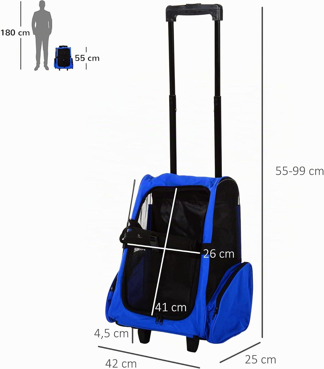 PawHut Hundetrolley Transporttasche Trolley Tragetasche Rucksack Hunde Hunde Trolley blau Blau+Schwa