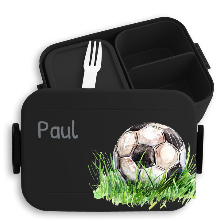 Kinder Bento Box Midi Mepal Bentobox - Personalisierbare Brotdose für Jungs mit Fussball Motiv | Lun